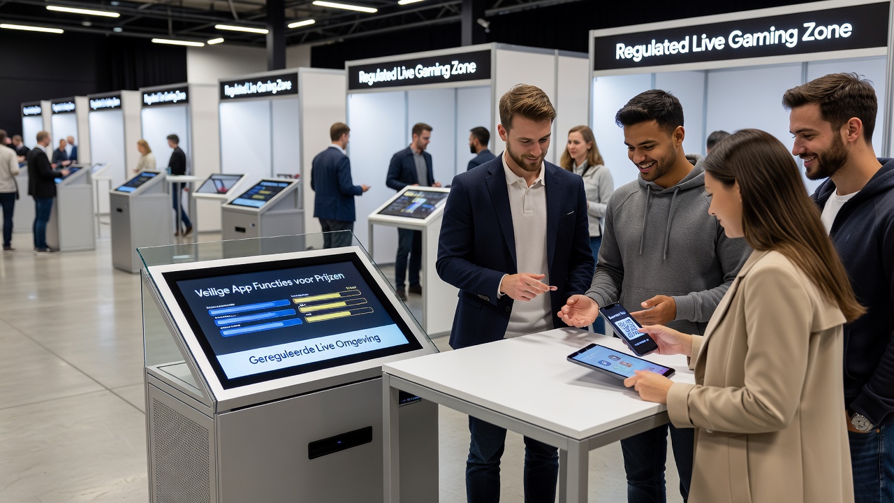Mobiele app-interface met beveiligde functies voor Nederlandse spelers in live casino's