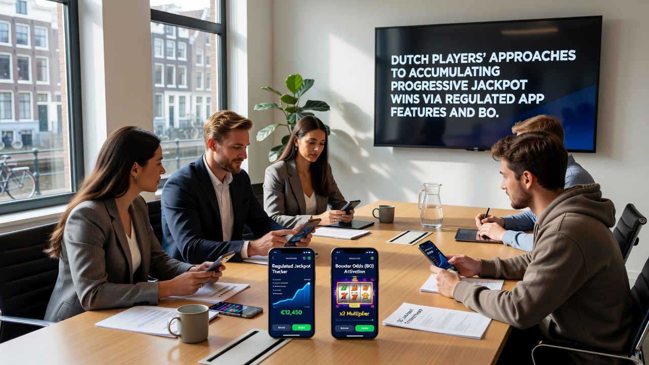 Detailopname van app-scherm met bonusintegratie en jackpottracker in actie
